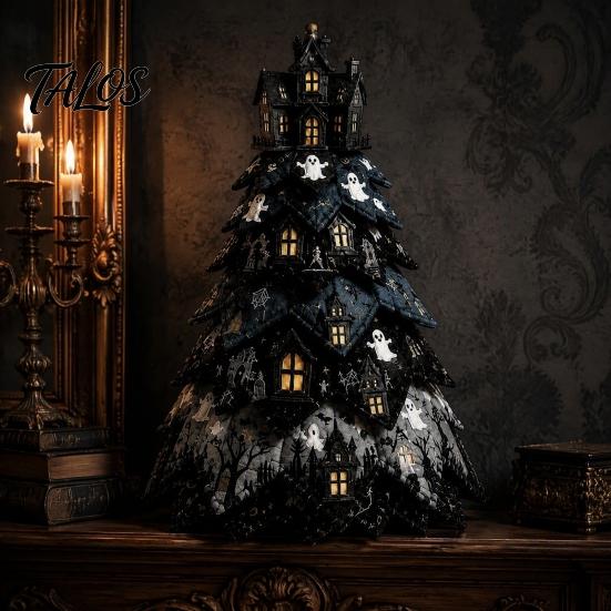 Деревянные ornaments для Хэллоуина, Ornament для Хэллоуинской елки, 2D Плоский Стеганый Тканевый Стиль Настольный Двойной Креативный Сувенир Боковой Деревянный Настольный Знак для