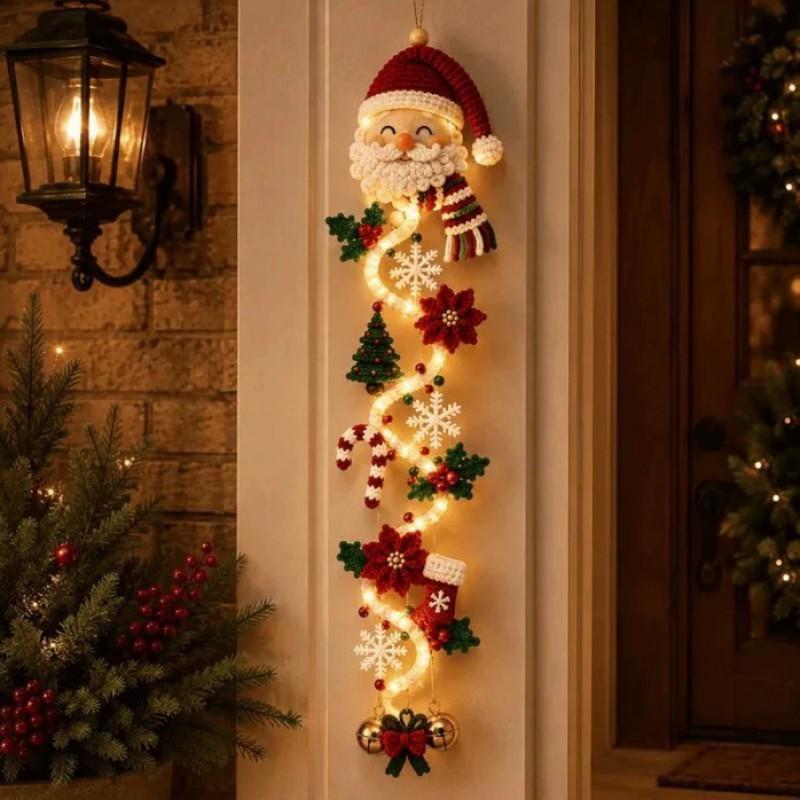 Glowing Christmas Door Hanger Decorative LED Ornament Holiday Home Entrance Decoration