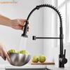 Кухонный смеситель с выдвижным изливом, режим струи, монтируемый на столешницу, матовый черный, смеситель, вращение на 360 градусов, краны для кухонной мойки для горячей и холодной воды