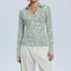 Women's Fashion Casual Print V-Neck Long Sleeve Button-Down Top