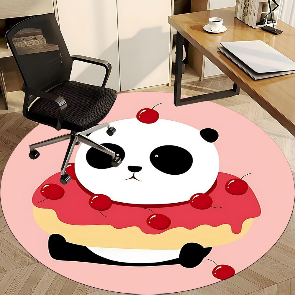 1pc Panda Donut Office Round Area Rug, Indoor Mat Suitable For Office, Under Office Chairs Bedroom Living Room Home Decor, Room Deco