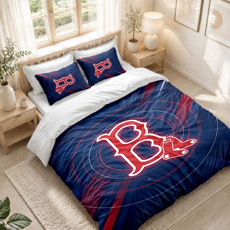 Bedding Set 1 Duvet Cover 2 Pillowcases Boston Red Sox Print Bedroom Home Decoration