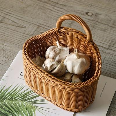 Корзина для хранения имбиря и чеснока Кухонная маленькая подвесная корзина Садовая ручной работы Настенная корзина для подвешивания Домашняя гостиная Кафе Креативная