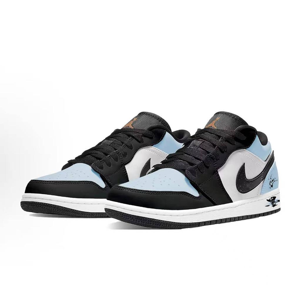 Jordan Air Jordan 1 Ink Low top Vintage Basketball Shoes Unisex Light Blue 553558-081(Team1885-)