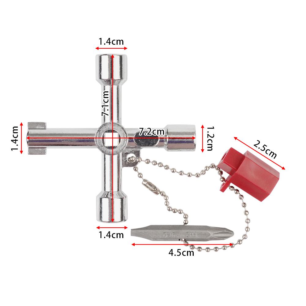 Универсальный 4-х сторонний крестообразный треугольный гаечный ключ, ключи для электрических шкафов, универсальный ключ, подходящий для крана, газового счетчика, клапана, кранов