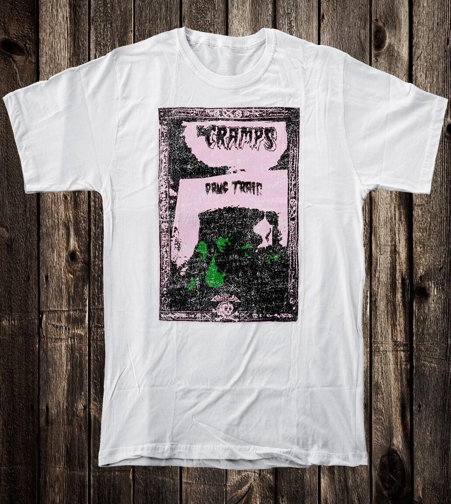 Ретро Футболка 100% Хлопок Стиль Панк 80-х The Cramps Наркотический Трейт Унисекс Футболка