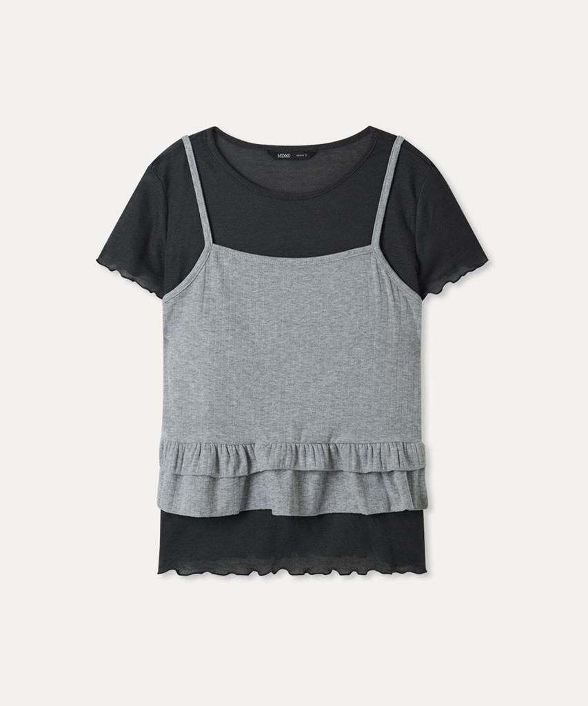 MIXXO Frill Layered Short Sleeve T-Shirt Re Lwg40Ss_Miwhwg74Ra