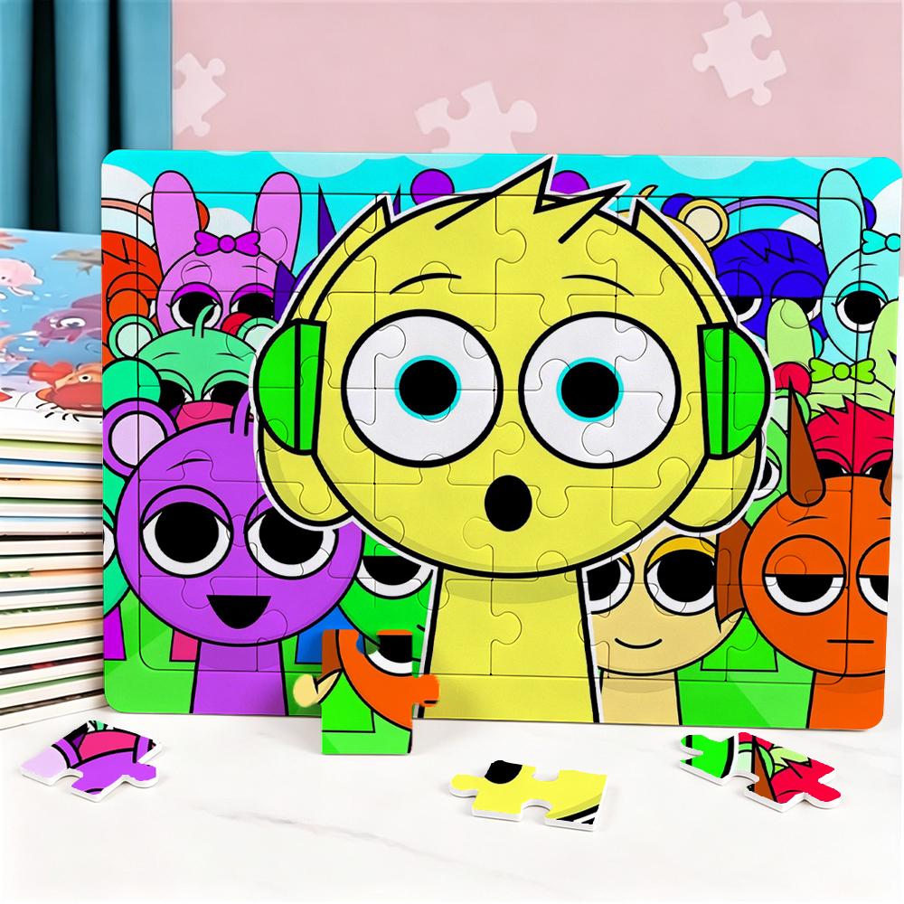 30pcs Sprunkis Multi-Character Themed Jigsaw Puzzle Family Birthday Party Puzzle Educational Learning Toys Gift for Birthdays