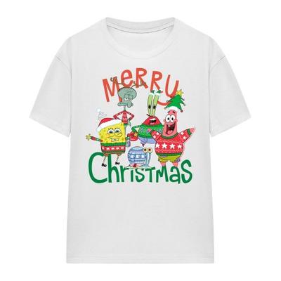 Губка Боб Квадратные Штаны Унисекс Взрослая Футболка Merry Christmas Group