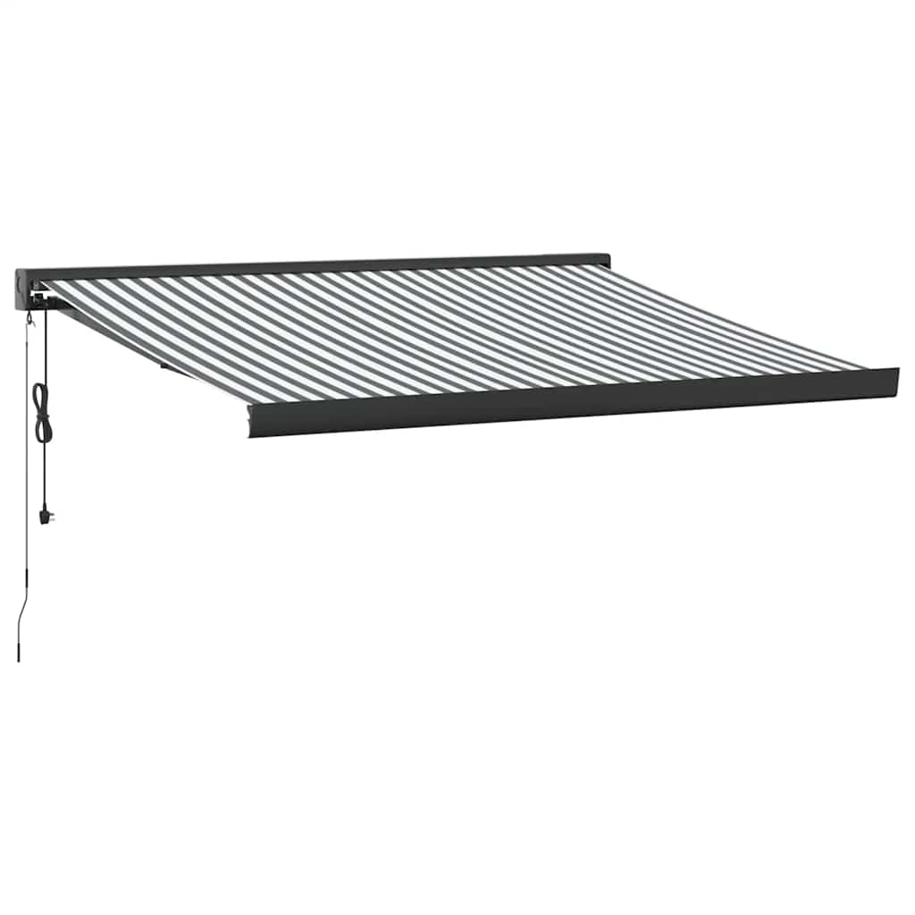 Retractable Awning Anthracite & White 3.5x2.5 m Fabric & Aluminum