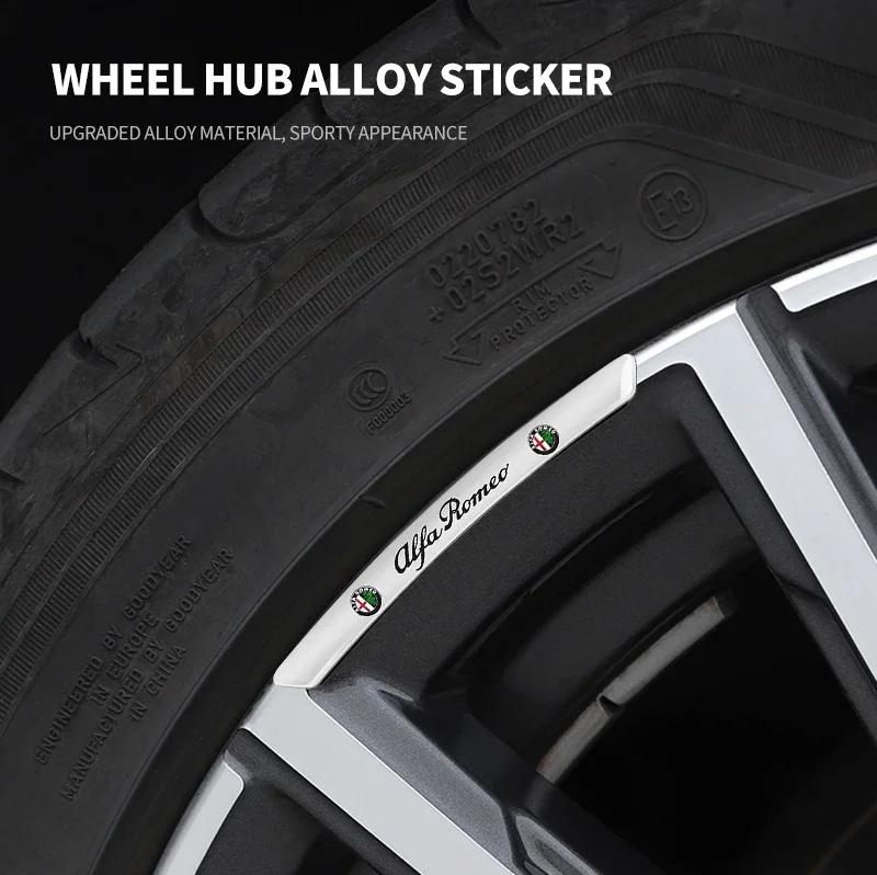 Car Stickers For Alfa Romeo Car Styling 4Pcs Aluminum Wheel Rim Sticker Decal For Alfa Romeo Giulia Stelvio Giulietta 156 159 14