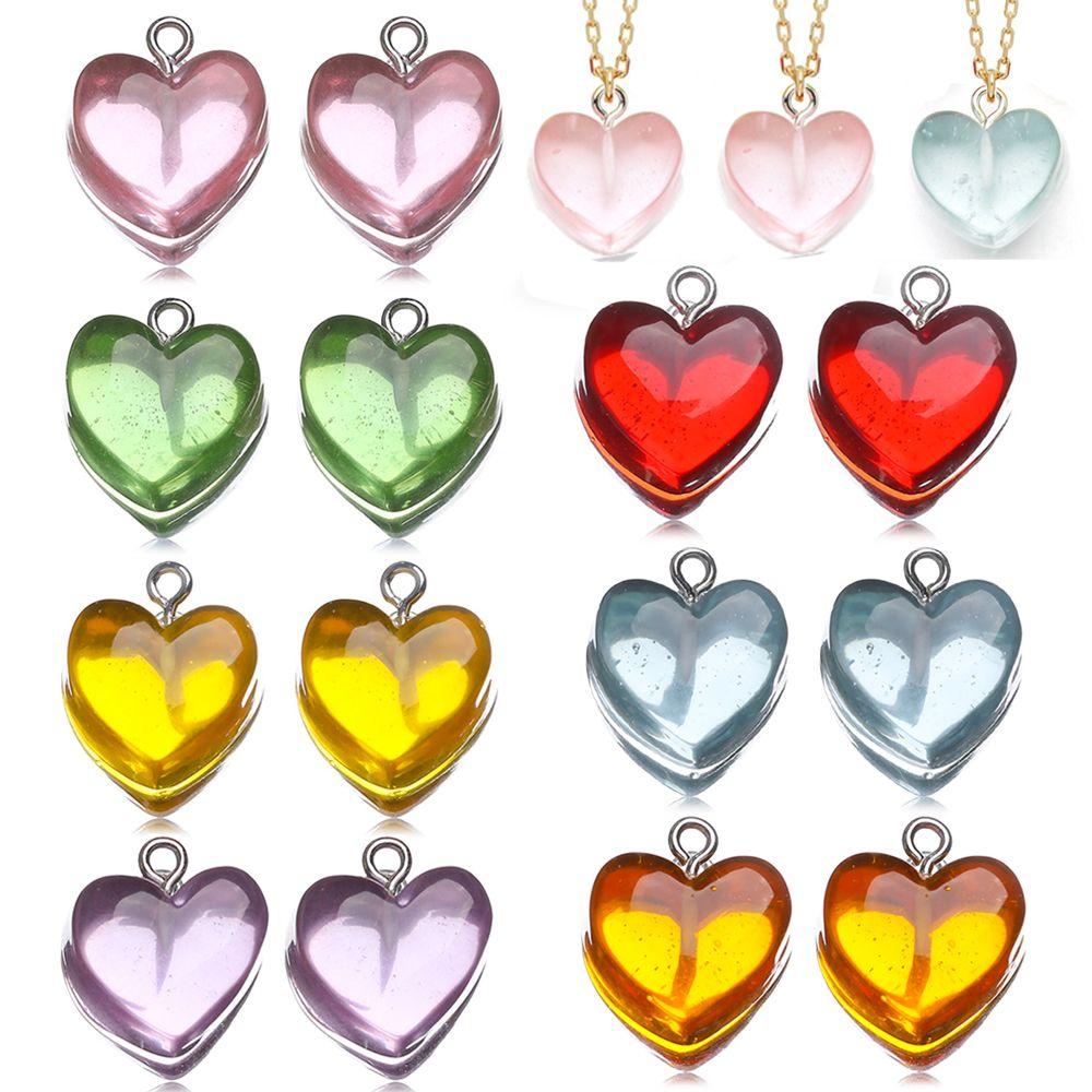 Handmade Earrings Jewelry Making Keychain Pendant Resin Heart Charms Candy Color Necklace Crafting