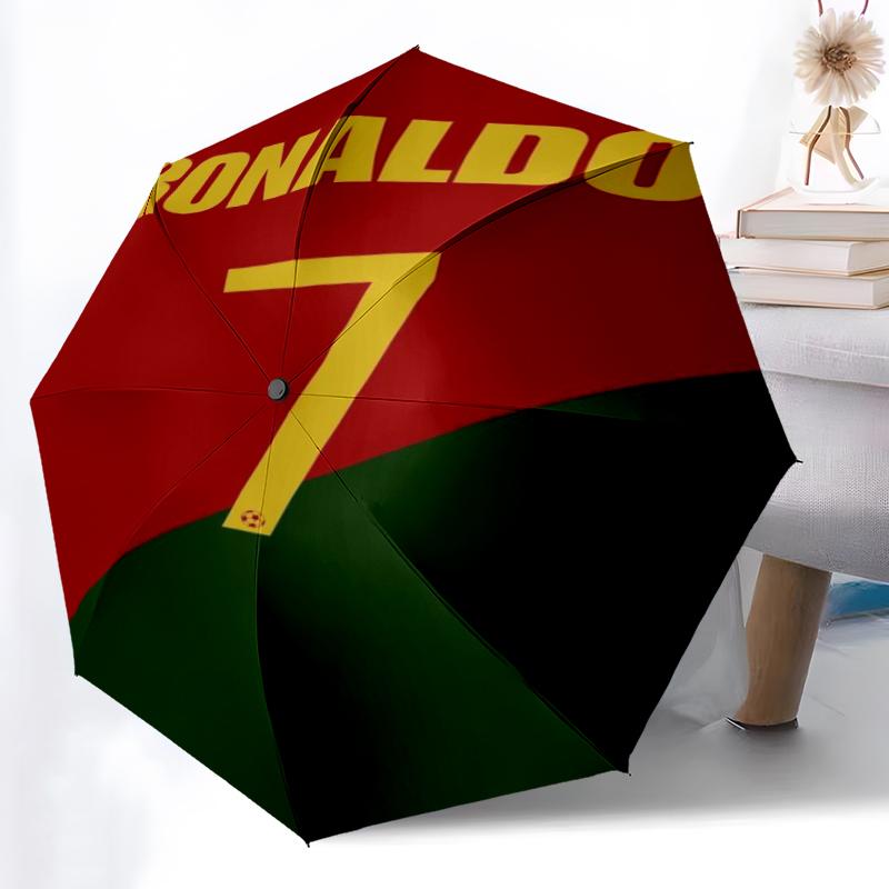 1 шт. Прочный автоматический зонт с 8 спицами, Зонт Cristiano Ronaldo, С цифровой печатью, Складной зонт для использования на ходу на улице
