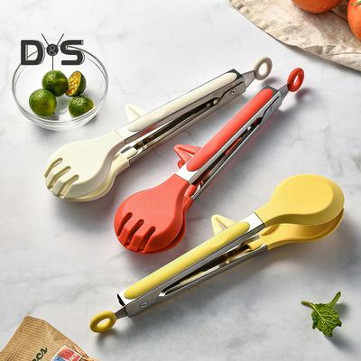 Силиконовый зажим для еды с подставкой, против ожогов, с длинной ручкой, подвесной многофункциональный зажим для стейка, мяса, барбекю, щипцы, лопаточка, кухонные принадлежности