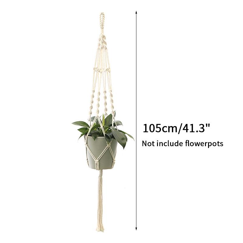 Macrame Hanging Baskets Woven Cotton Handmade Flower Basket Wall Plant Hanger Pot Indoor Bonsai Balcony Knotted Lifting Rope