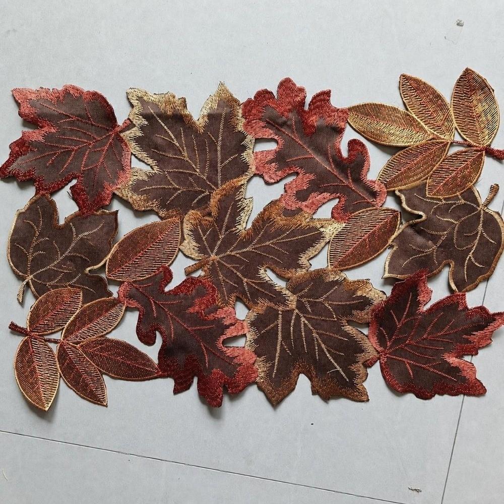 Multicolor Embroidered Table Runner Leaf Pattern Dinner Mat Tabletop Placemat  Farmhouse Dining