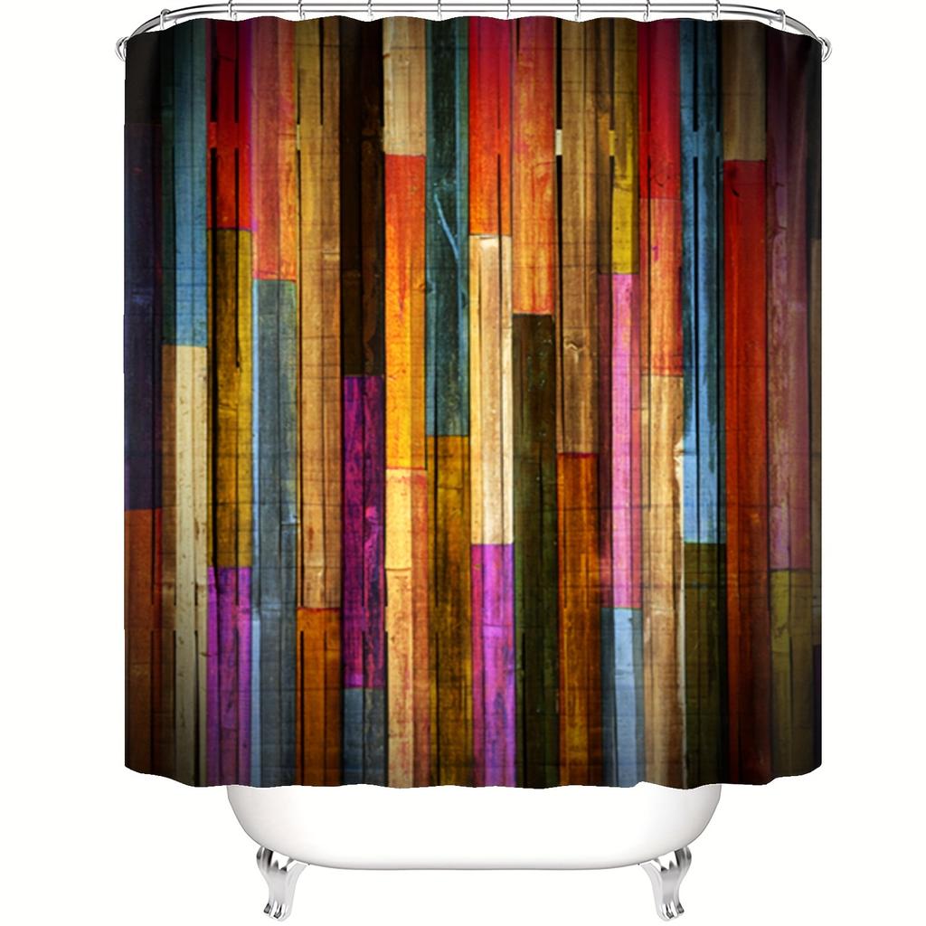 4 шт. Радужная занавеска для душа под дерево с 12 крючками Нескользящий коврик для ванной комнаты Полный набор декора для ванной комнаты с накладкой на крышку унитаза и ковриком U-образной формы