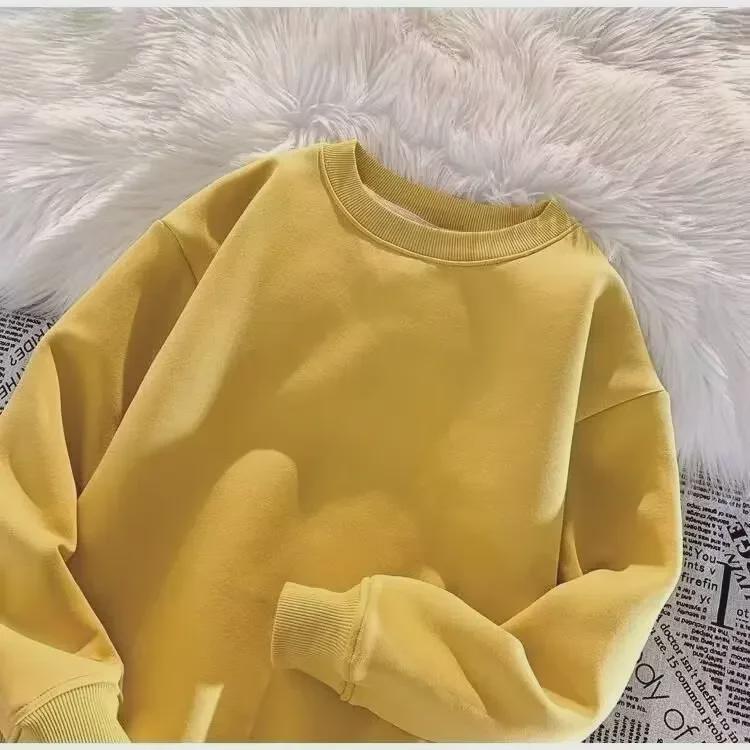 Мужской зимний бархатный свитер из овчины с круглым вырезом - плотная, красивая и свободная куртка с длинными рукавами