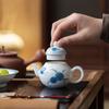 Haolan White Porcelain Stacked Painted Handmade Teapot Ceramic Underglaze Color Household Filter Tea with Ball Hole Single Pot Pear Pot
