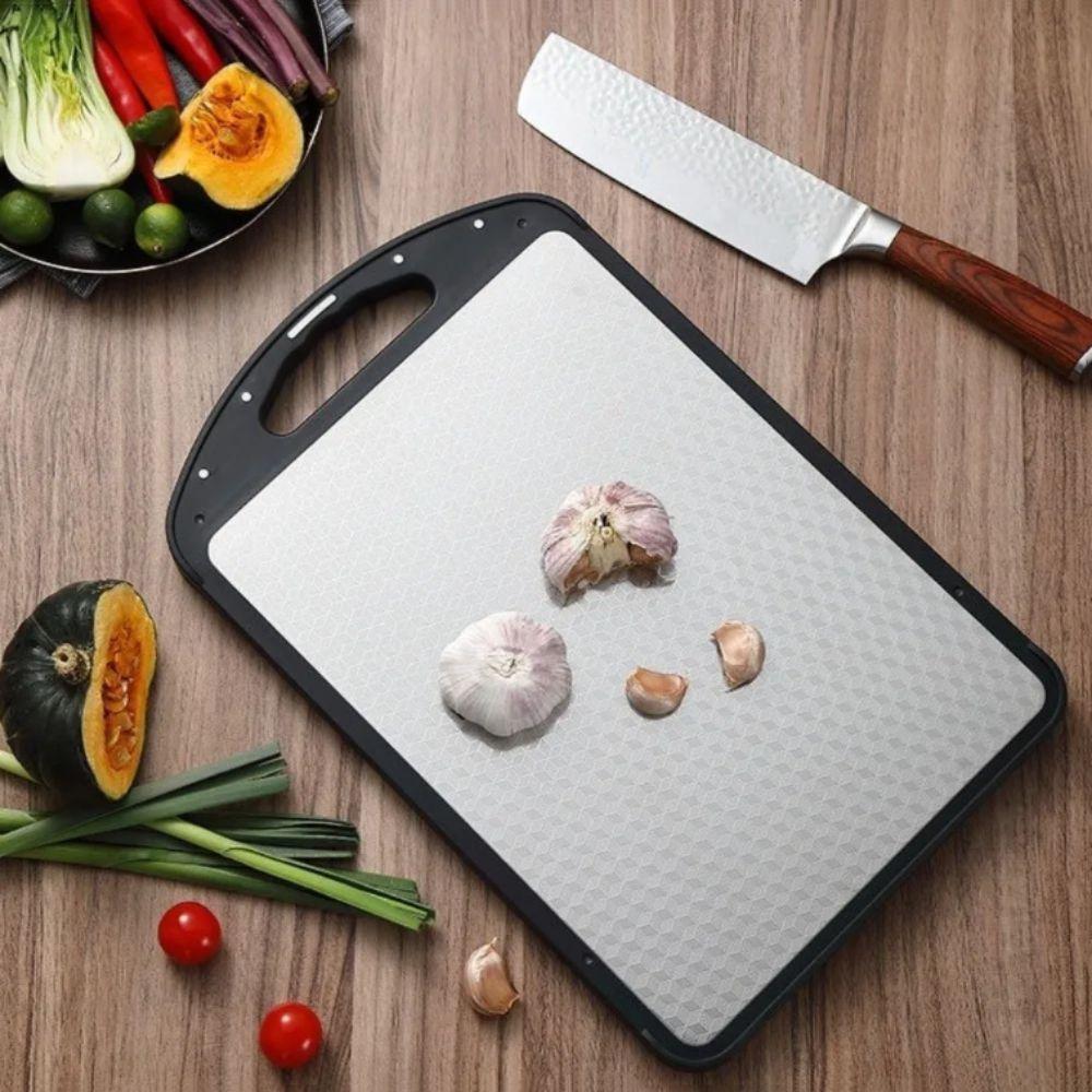 Durable Steel Double-Sided Chopping Board Anti-Slip Chopping Block  Cooking Preparation