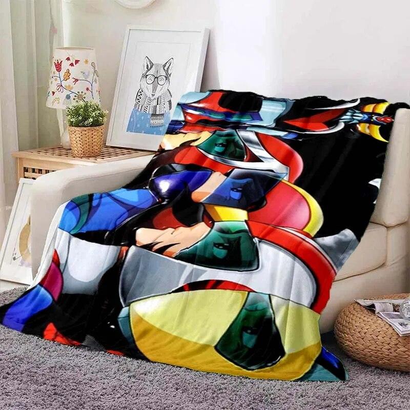 G-Goldorak Pattern Print Flannel Blanket,for Couch, Bed, Sofa, Office-Soft and Soothing Printing Blanket For All Season