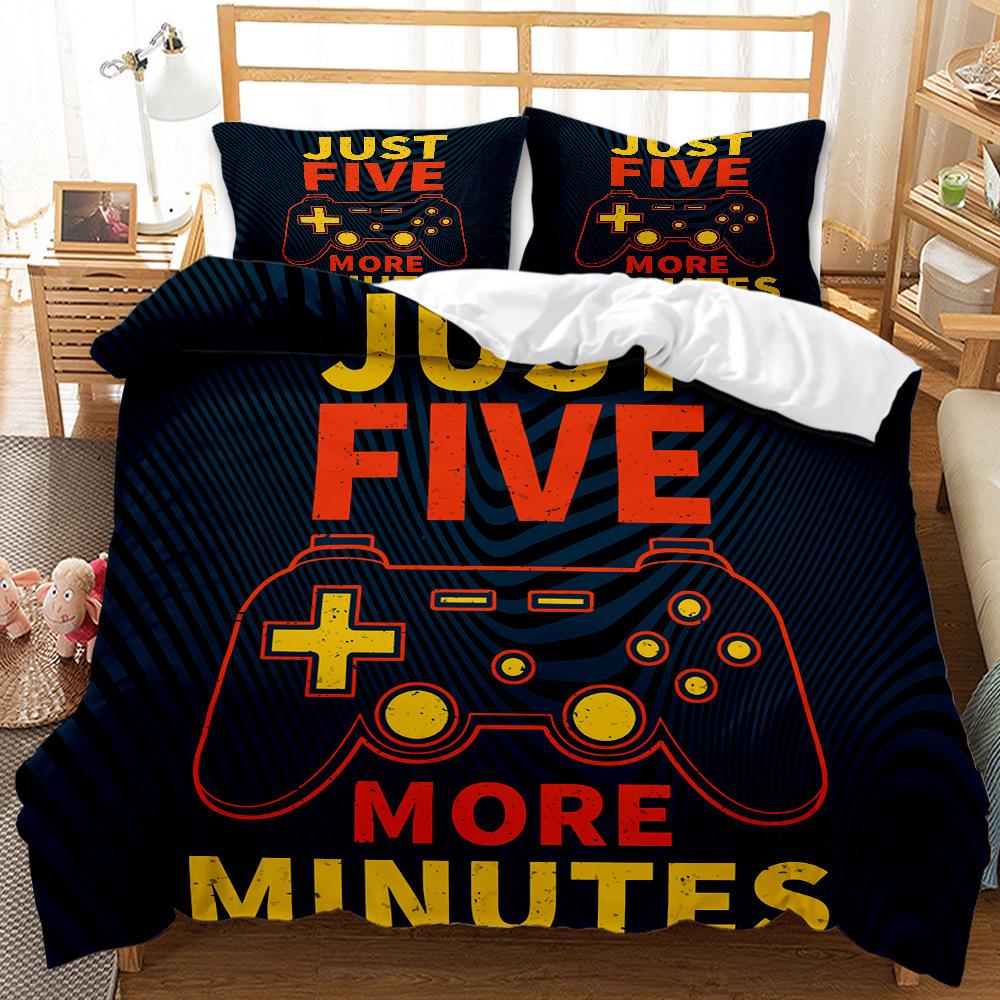 Gamepad Mobile Game Elements 3D Digital Printing Bed Three-Piece Kit Quilt Cover
