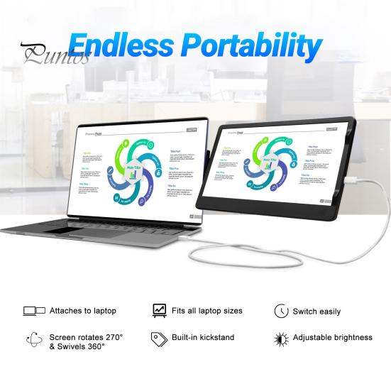 11,6-дюймовый удлинитель экрана ноутбука Компактный дизайн Plug-Play USB-C 3.1 Высокое разрешение удлинитель экрана телефона Портативный монитор