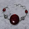 Natural Red Labradorite, Garnet Gemstone 925 Sterling Silver Bracelet 7-8" T2g95