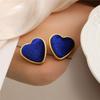 17KM Винтажные красочные бархатные серьги-гвоздики в форме сердца для женщин и девочек, элегантные металлические серьги с флокированием для пирсинга ушей, ювелирные изделия, подарки