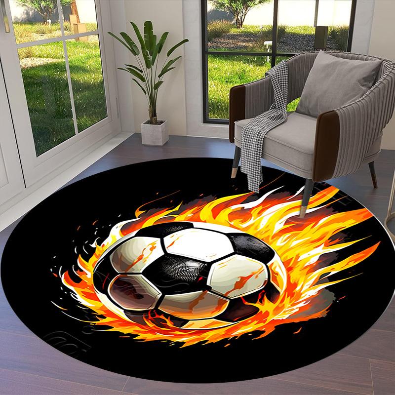 1pc Office Carpet Chair Mats Flaming Soccer Ball Design Perfect for Decorating Office Chairs, Living Rooms, Or Bedrooms.YDT250