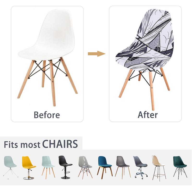 Новый стиль, чехол на стул в виде ракушки с принтом, эластичный чехол для кухни, безрукий, чехлы на обеденный стул, моющийся эластичный чехол на сиденье для банкета, дома