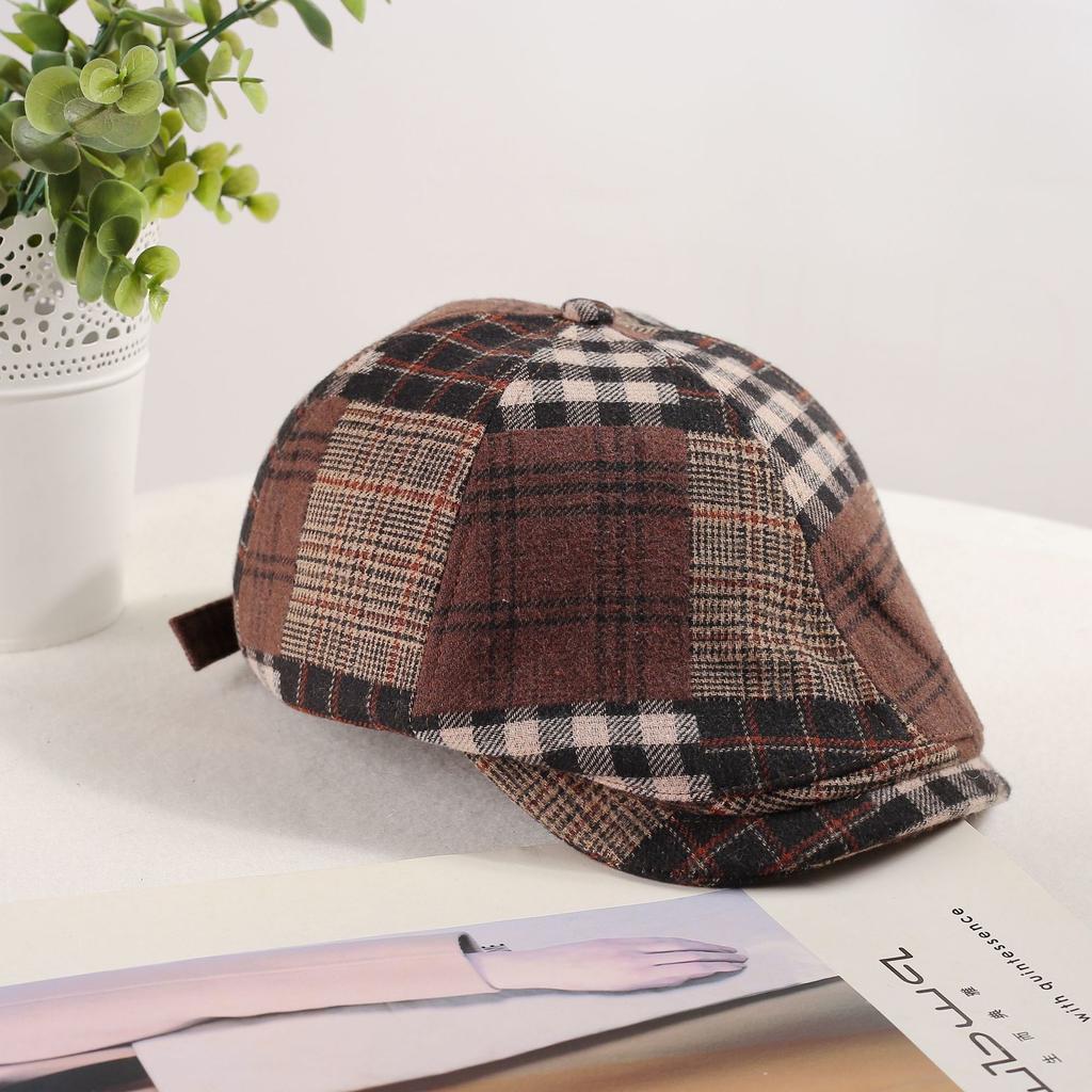 Women's Retro Color Blocked Forward Hat Versatile In Spring and Autumn Simple Beret