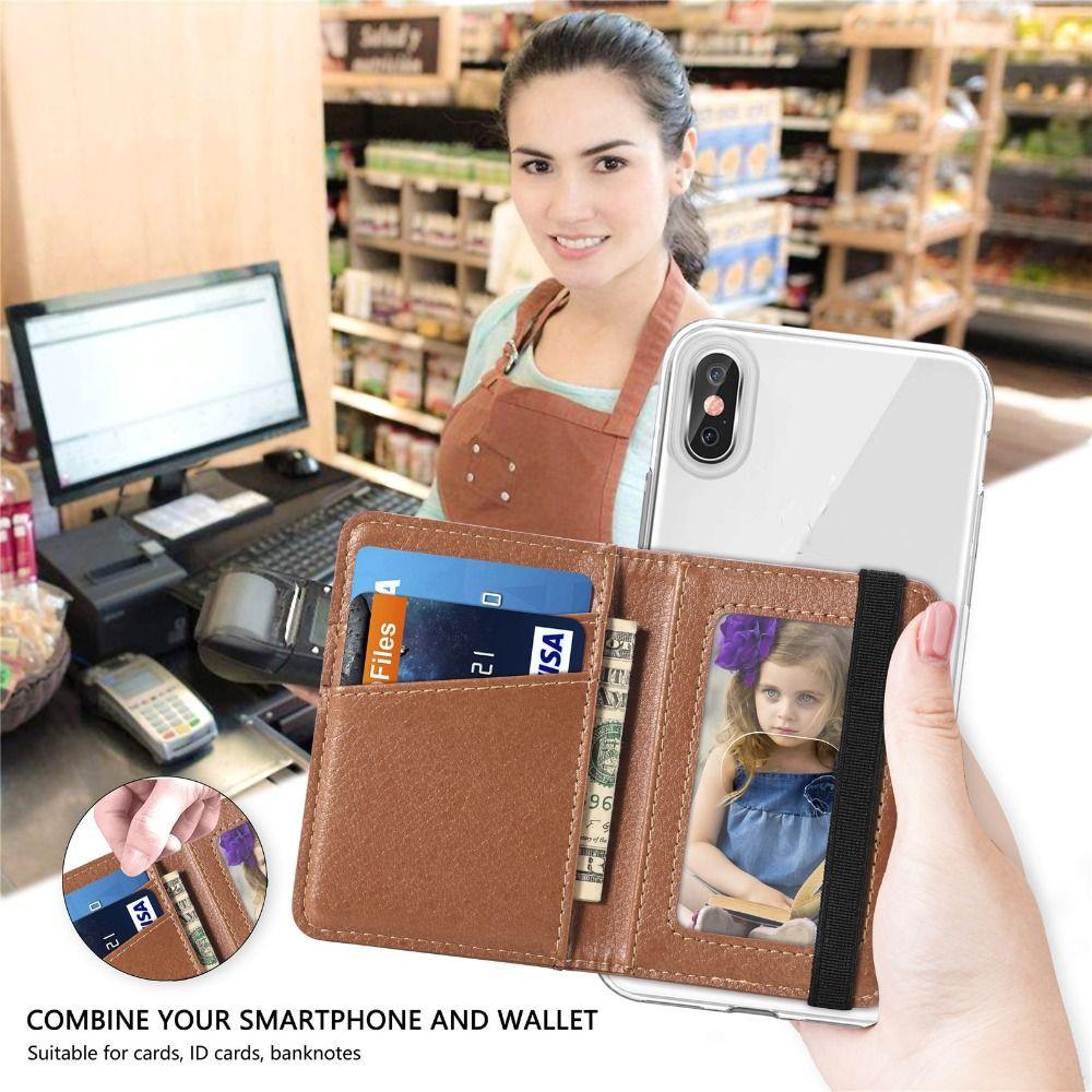Leather Protective Sleeve Bracket Adhesive Back Sticker Phone Card Slot Mobile Phone Card Bag