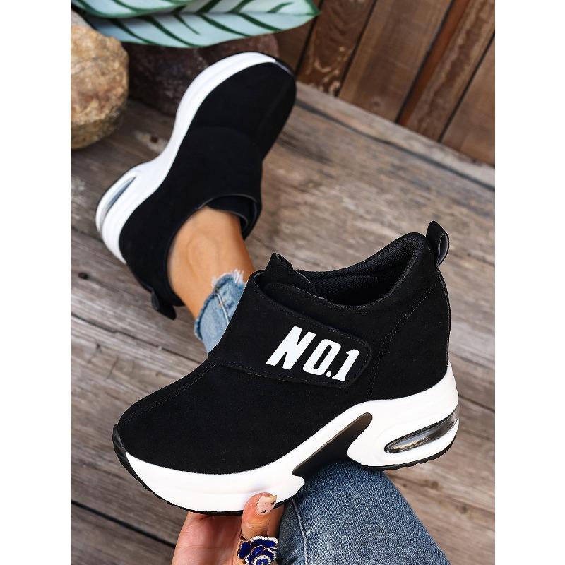 Alphabet Plus Size Wedge Sneakers 2025 Fall New Velcro Platform Casual Shoes