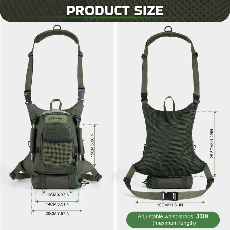 Goture Fly Fishing Chest Pack, Lightweight Chest Pack Tackle Storage Bag, Fly Fishing Bag with Adjustable Padded Waist Strap