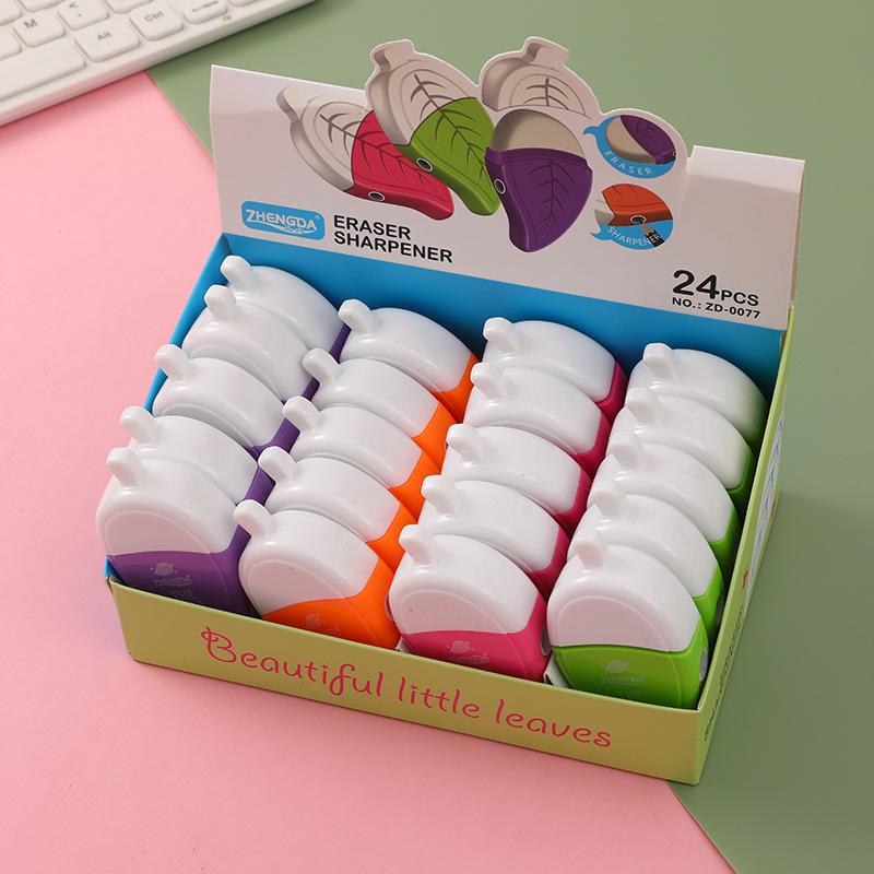 Два в одном: точилка для карандашей и ластик: Креативная, красочная, симпатичная форма с двойной головкой для чистого стирания и меньшего количества крошек. Идеально подходит для студентов!