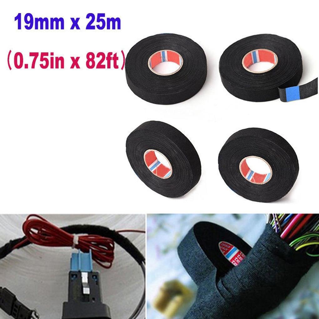 Клейкая лента для обмотки кабелей, жгутов проводов, тканевая, термостойкая, 19ммx25м M