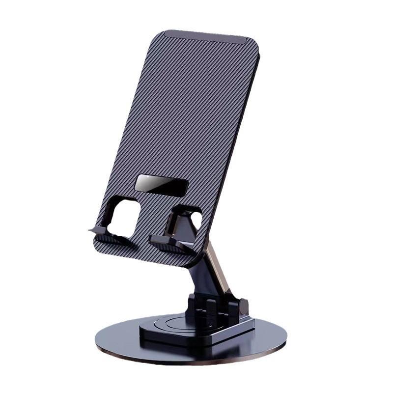 Round Metal Rotating Phone Holder - Portable Desktop Stand for Live Broadcasts, Lazy Person Design, Gift with Logo.