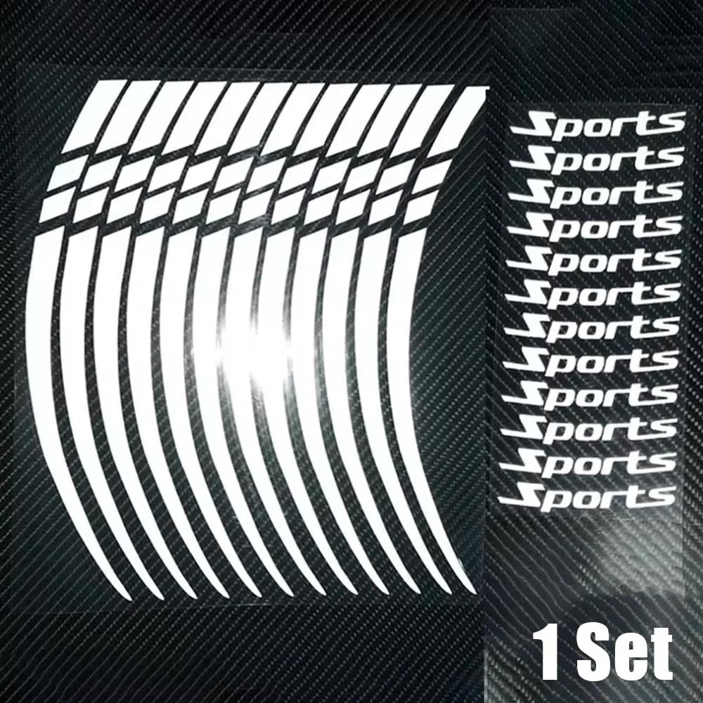 12pcs Car 18-21in Rim Protective Decal Tape Wheel Reflective Warning Strip Tire Sports Styling Decoration Sticker Accessories