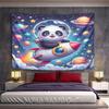 Cute Space Panda on a Rocket Journey Pattern Wall Hanging Tapestry Decorative Tapestry Home Decor for Bedroom and Living Room