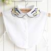 Versatile Kingfisher Embroidered Wave Shirt Lapel Chiffon Solid Color Embroidered False Collar