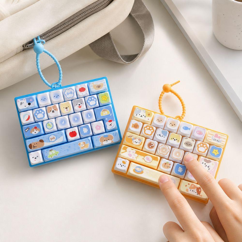 26-key Stress Relief Decompression Toy Clear Key Sounds Press Button Toy Keyboard Toy Bag Pendant