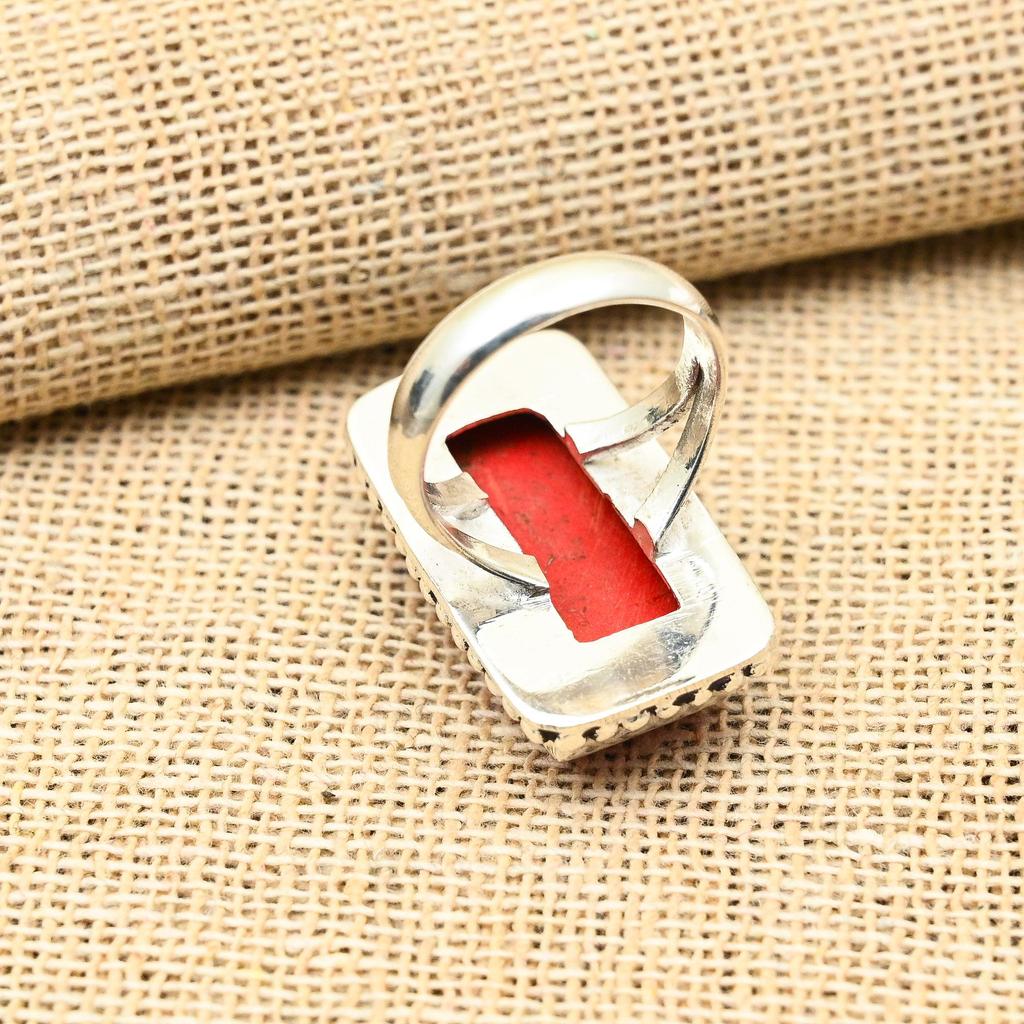 Очаровательное кольцо из стерлингового серебра 925 пробы с драгоценным камнем ручной работы из красного коралла для женщин