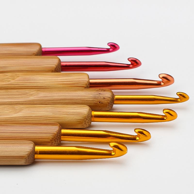 Карбонизированная бамбуковая ручка Крючок для вязания для вязания своими руками и свитеров - Круглая головка