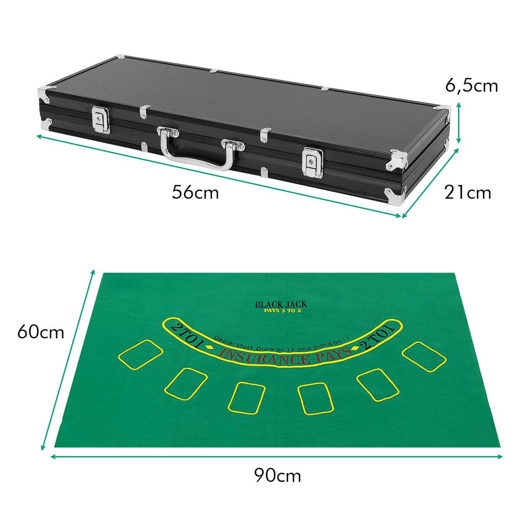 GIANTEX 500 Poker 7 Casino Poker Aluminum Poker 5 3 2 Decks of Playing Casino Chip Texas Home Play 500 Numbers Chips, Colors, Numbered, 11g, Set,