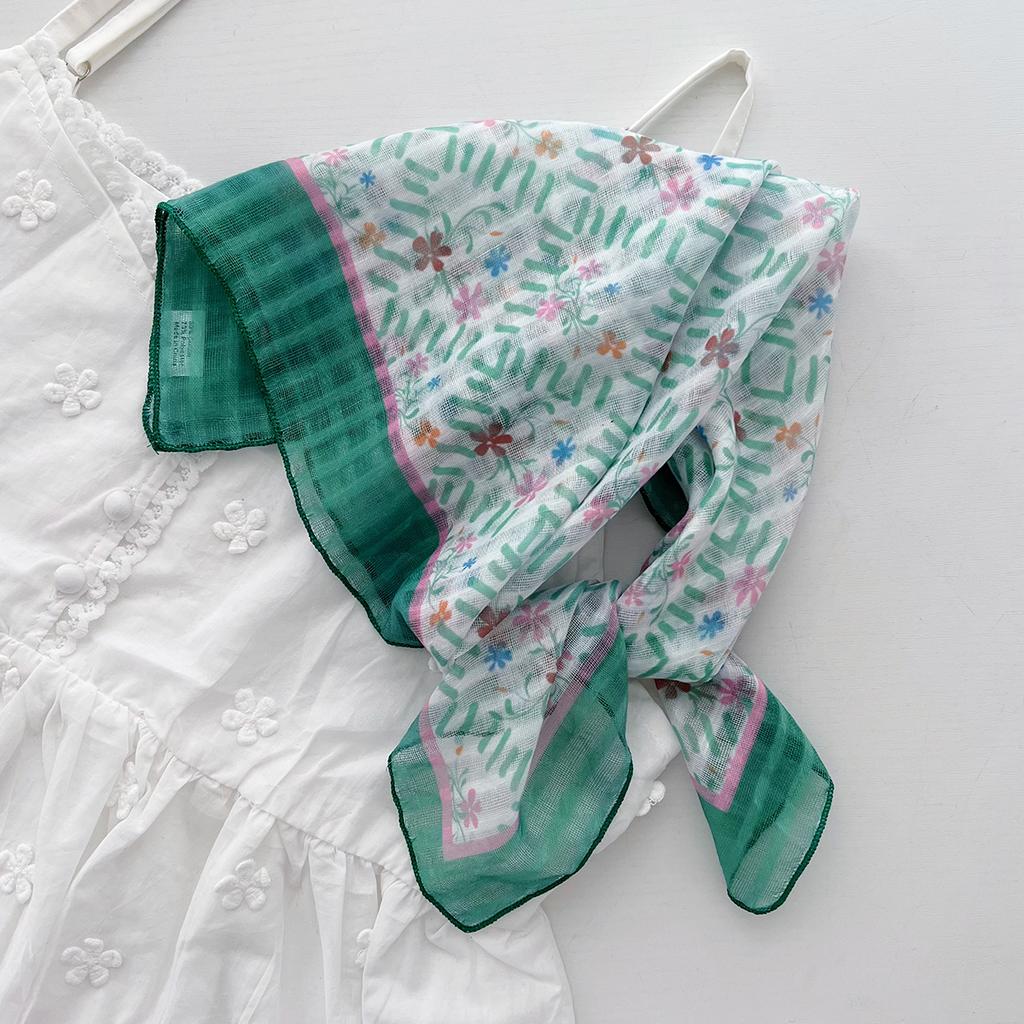 Retro Countryside Small Square Scarf French Artistic Cotton And Linen Scarf Women'S Spring And Autumn Summer Sun Shading And Sun Protection Headscarf