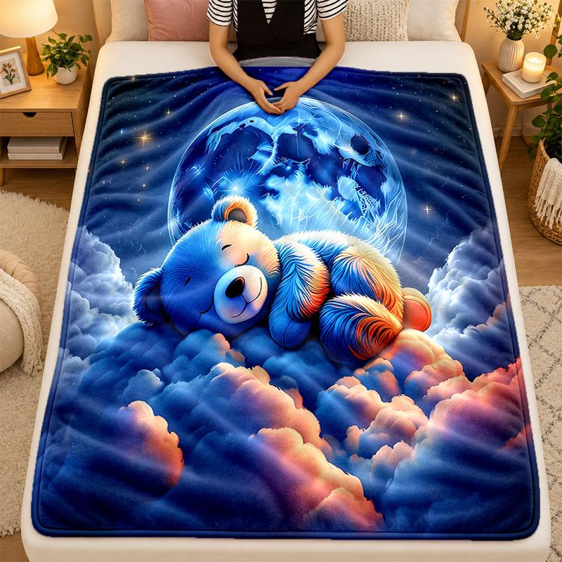 Flannel BlanketBear Warm Soft Throw Blanket for Indoor Sofa Bed Living Room Use
