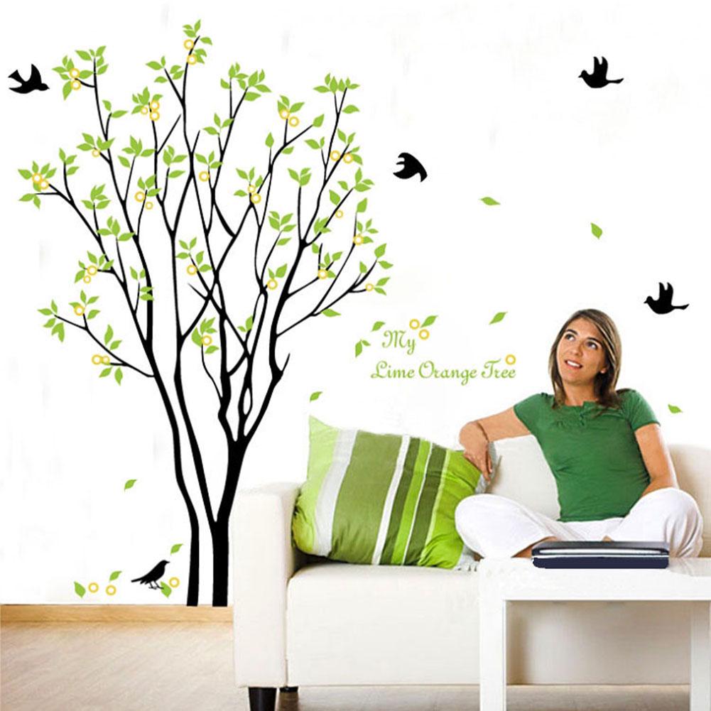 TOP-MART Lemon Tree Bird Wall Sticker Adhesive Decal Mural Living Room Bedroom Home Decor