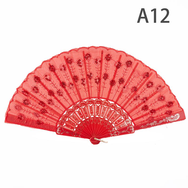 Радужный цветной танцевальный веер с узором павлина, складной ручной вышитый веер с пайетками