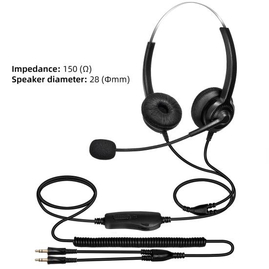 H300D Телефонная гарнитура с шумоподавлением без потерь, дышащая, 3,5 мм, RJ9, для связи в колл-центре, бинауральные наушники для водителя грузовика, офиса